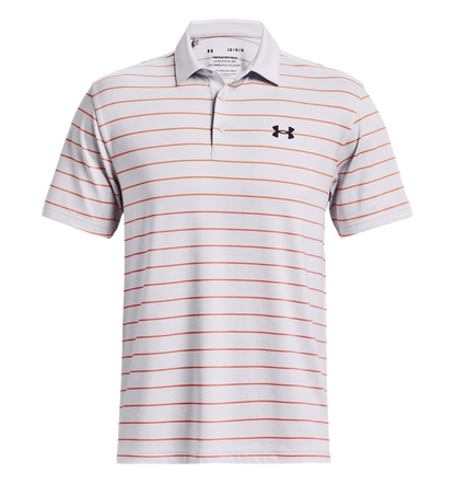 Playoff 3.0 Stripe Polo - Halo Gray / Orange Blast